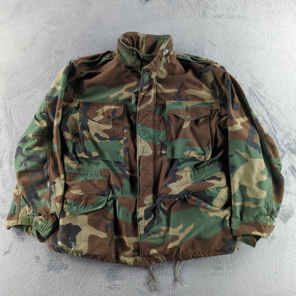 Vintage US Military Jacket Medium M-65 Field Woodland Camo Golden Mfg‎ 1988